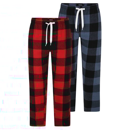 Bigdude Doppelpack Flanell-Pyjamahose Blau/Rot
